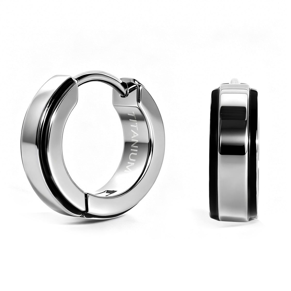 Men's Polished Titanium Hoop Earrings, Hypoallergenic Small Hoop Earrings TITANIUM for Sensitive Ears