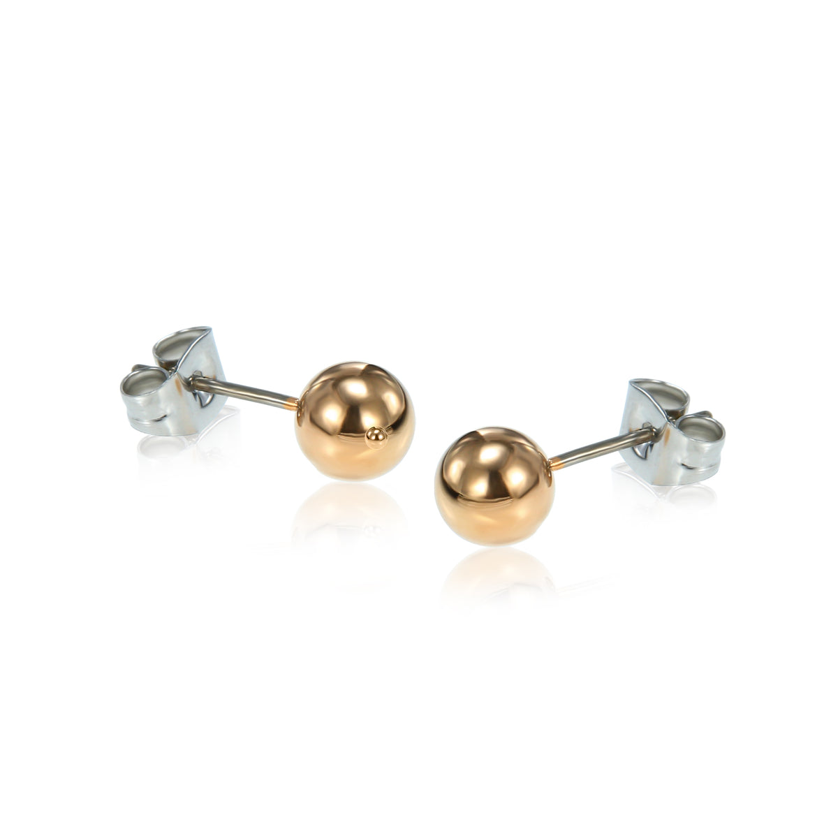 Women's Hypoallergenic Titanium Ball Stud Earrings, Gold Plated Round Bead Titanium Earrings