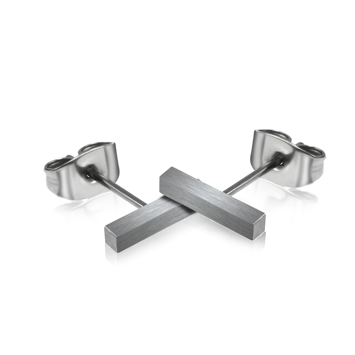 Long Bar Titanium Stud Earrings for Women, Minimalist Brushed Rectangle Screw Back Earrings, Hypoallergenic Titanium Ear Piercing Jewelry