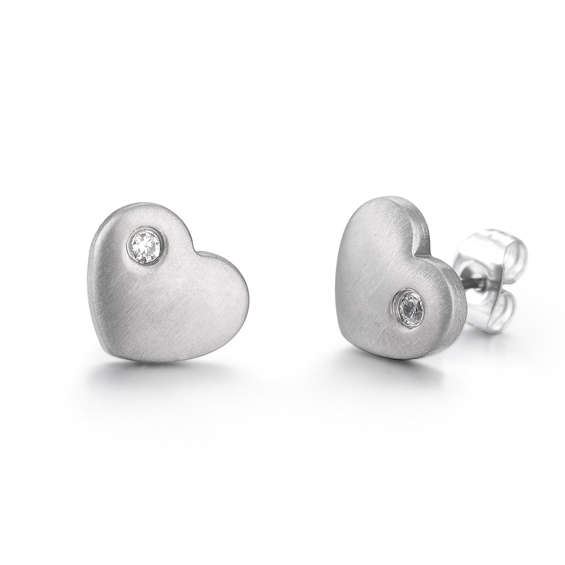 Women's Hypoallergenic Titanium Heart Stud Earrings with AAA+ CZ