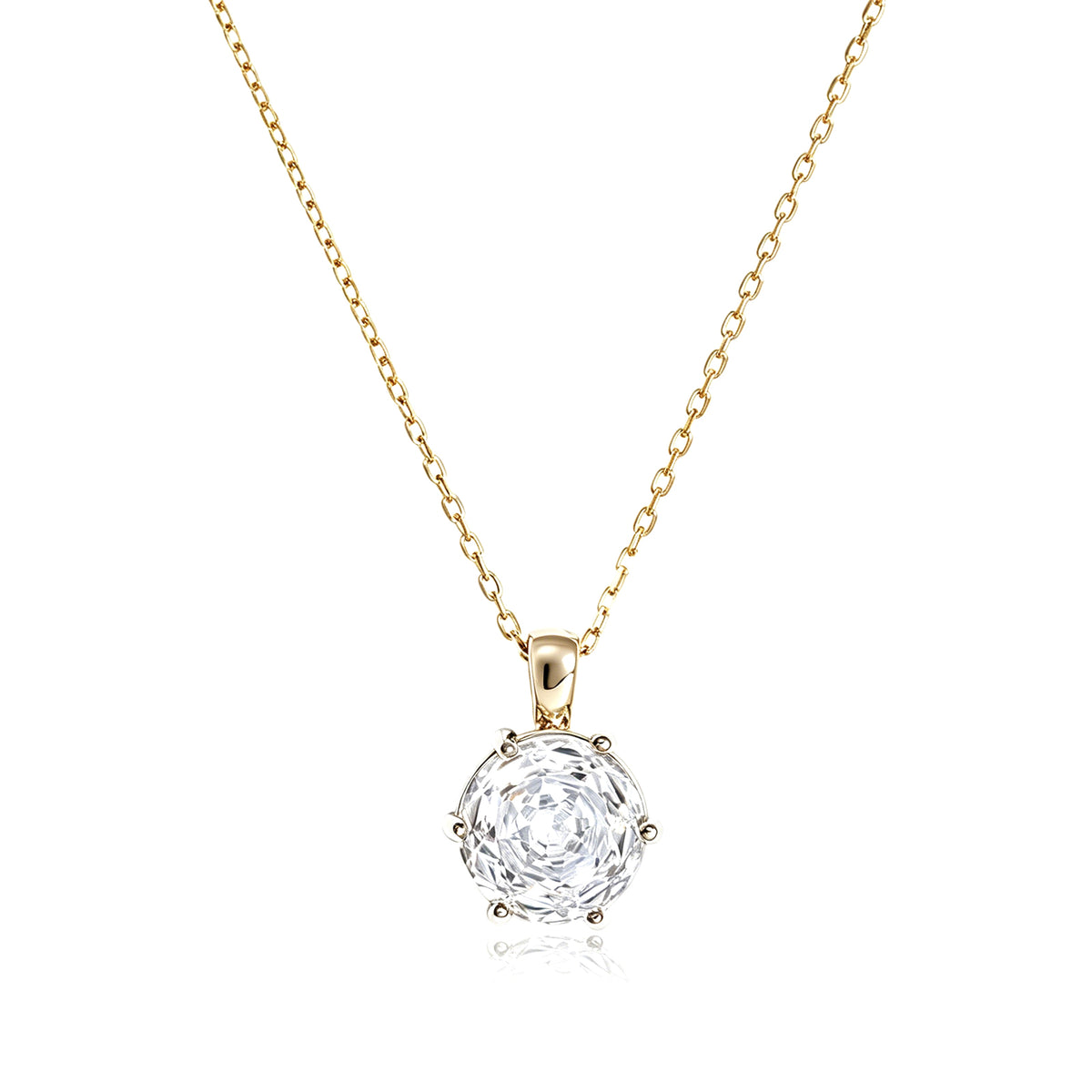 Women's Cubic Zirconia Solitaire Necklace, Gold Plated Stainless Steel Dainty Pendant Necklace