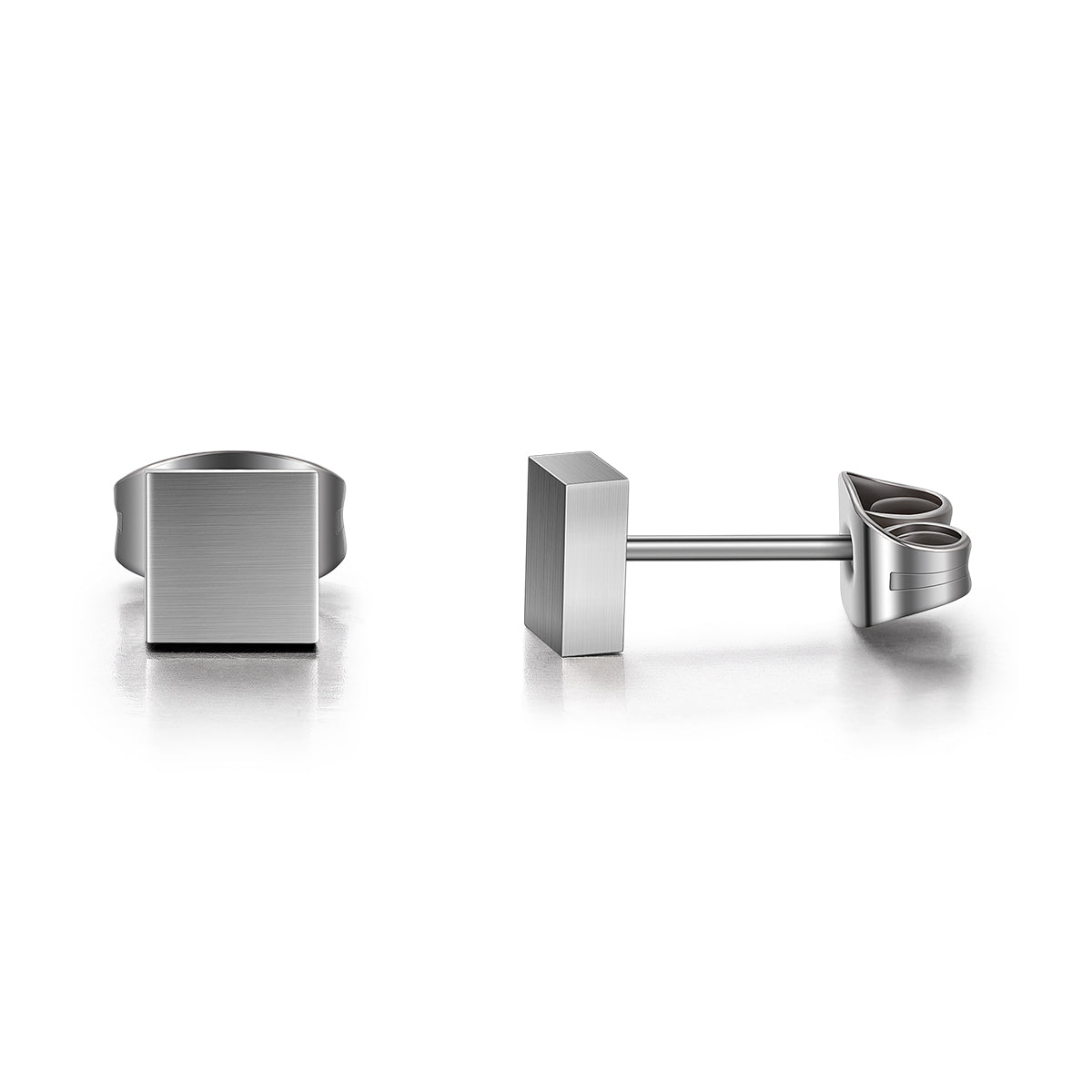 Solid Square Cube Titanium Stud Earrings for Women, Minimalist Brushed Screw Back Earrings, Hypoallergenic Titanium Ear Jewelry
