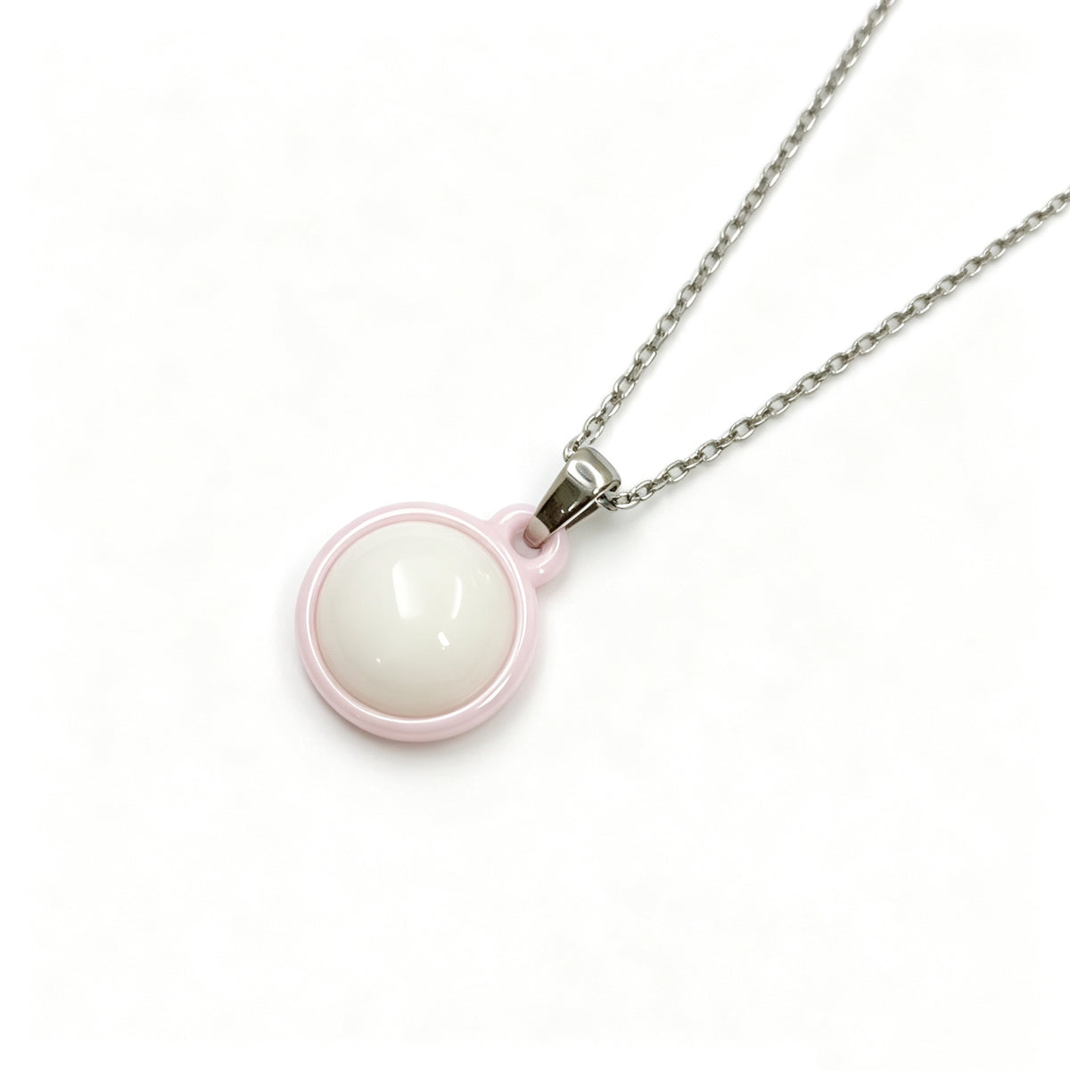 Round Ceramic NFC Smart Necklace, Hypoallergenic Stainless Steel Chain best gift for women
