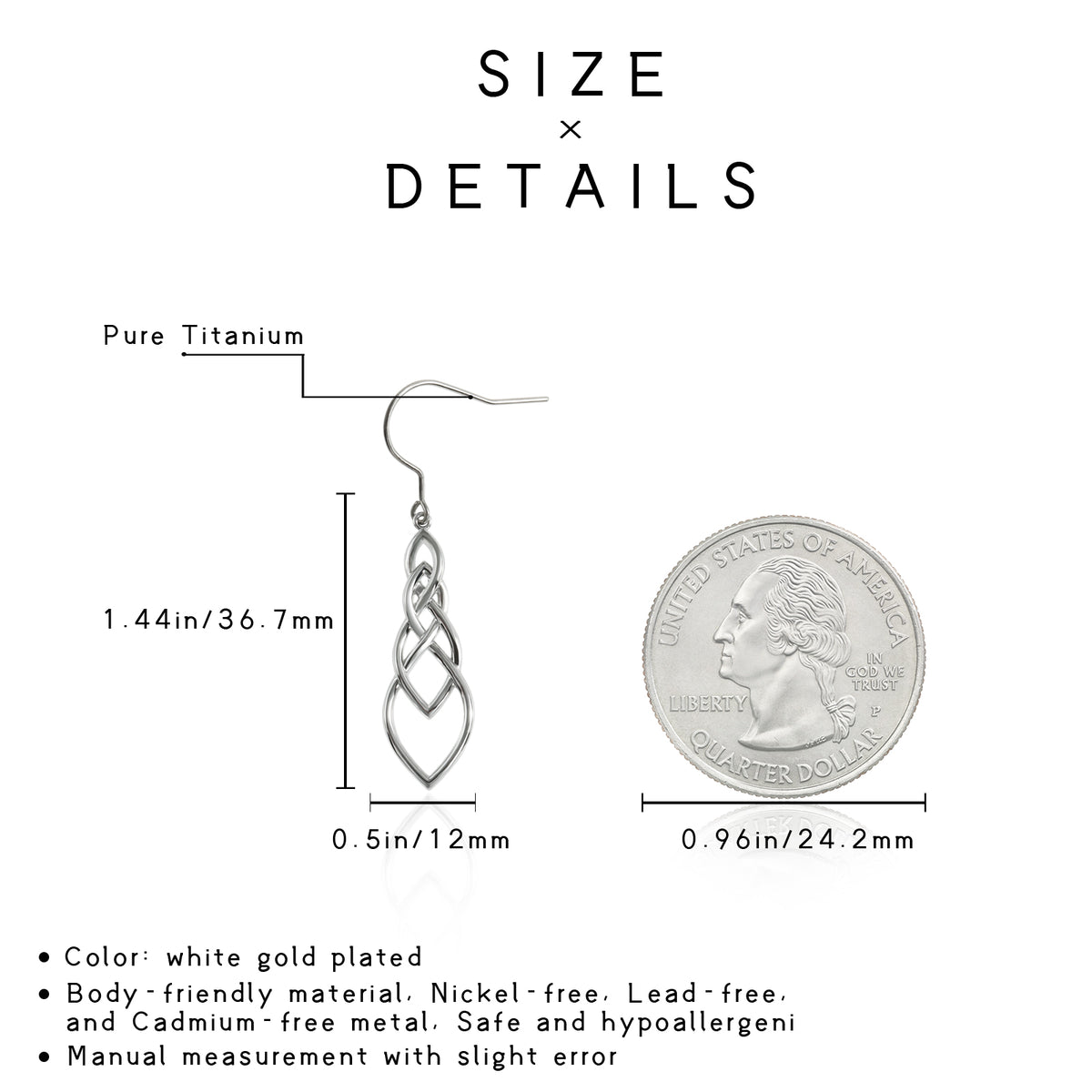 Celtic Knot Dangle Earrings for Women, Pure Titanium Ear Hooks Hypoallergenic Irish Infinity Knot Drop Earrings, Vintage Celtic Jewelry Gift for Sensitive Ears