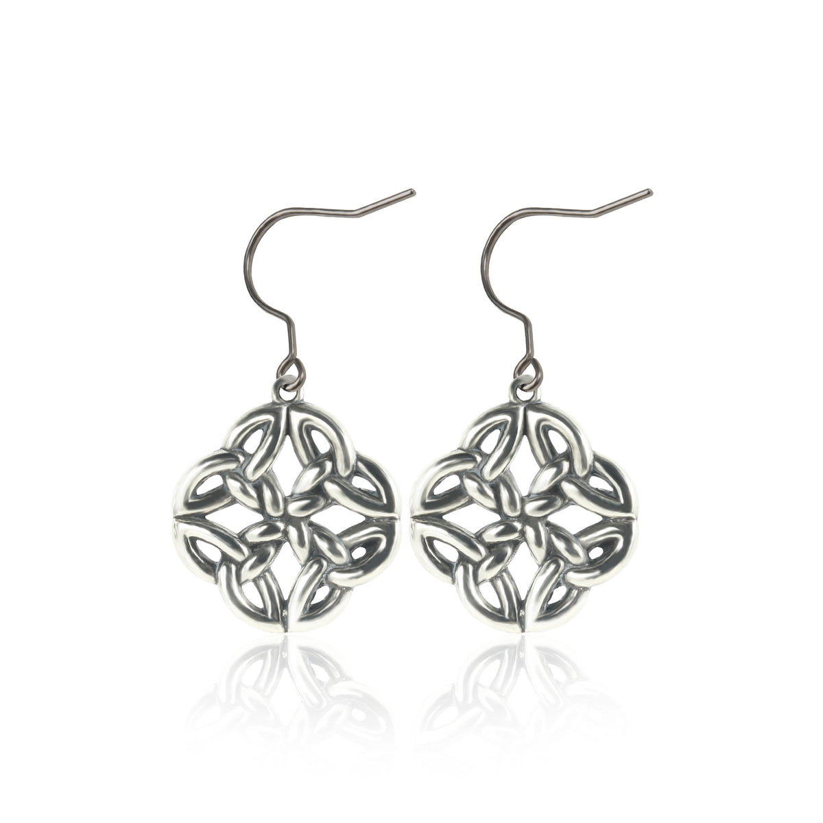 Hypoallergenic Titanium Drop Earrings for Women, Celtic Quad Knot Dangle Earrings